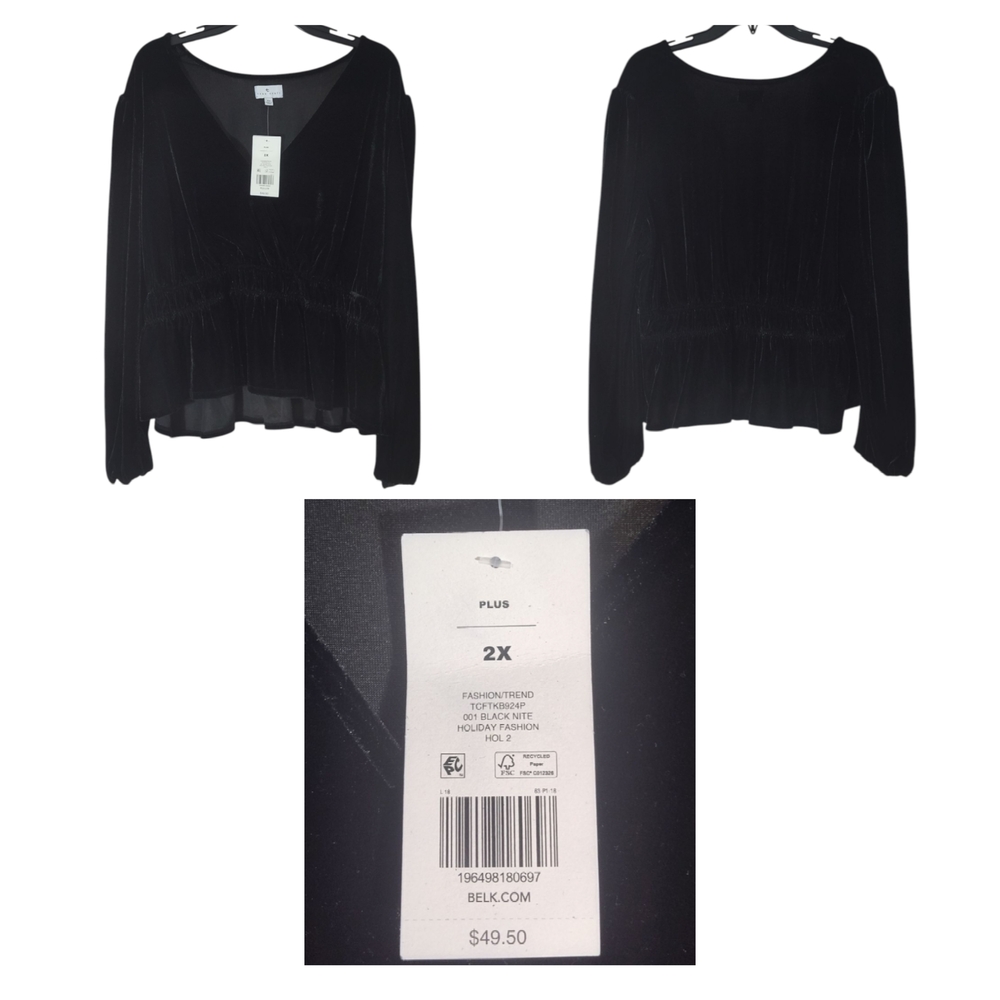True Craft Black V-Neck Blouse